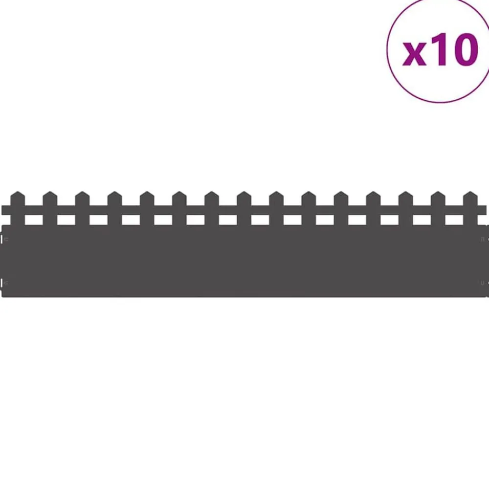 vidaXL Bordures de pelouse 10 pcs 103 x 0,05 x 22 cm Acier