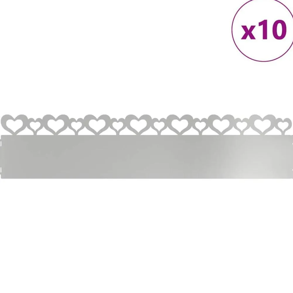 vidaXL Bordures de pelouse 10 pcs Argent 103 x 0,05 x 22 cm