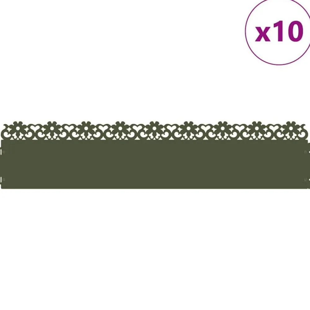 vidaXL Bordures de pelouse 10 pcs 103 x 0,05 x 22 cm Acier