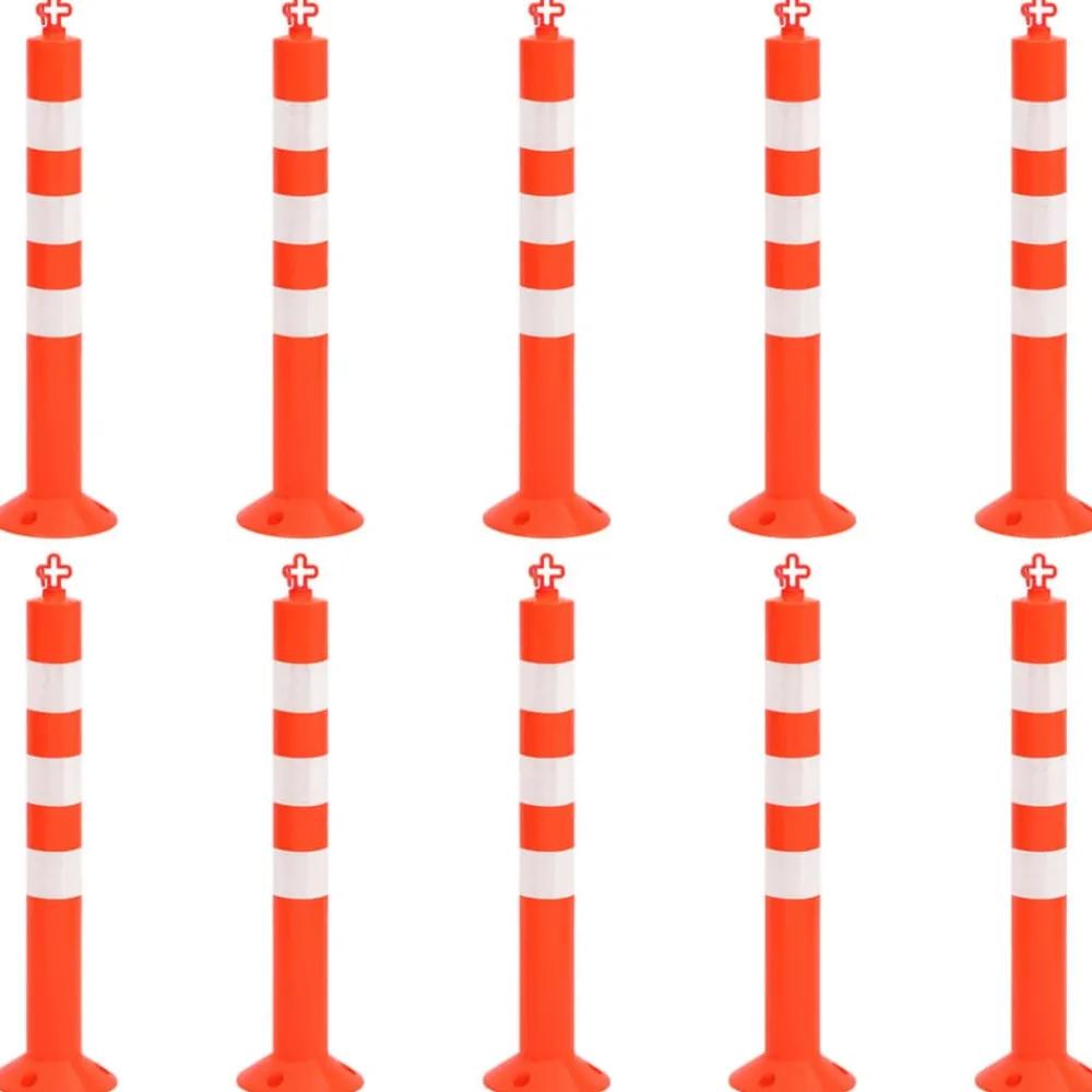 vidaXL Bornes de contrôle du trafic 10 pcs avec chaîne 75 cm PE