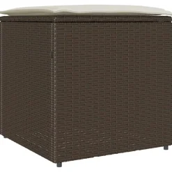 Mobilier De Jardin-vidaXL Boîte à coussins avec stockage Marron 50 x 50 x 50 cm polyrotin Marron et crème
