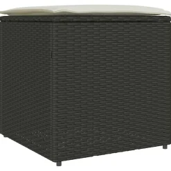 vidaXL Boîte à coussins avec stockage Noir 50 x 50 x 50 cm polyrotin