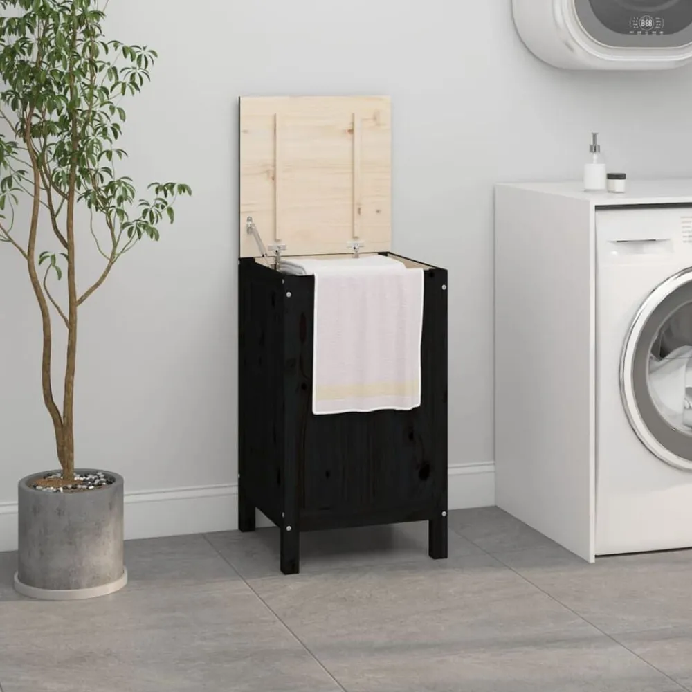 vidaXL Boîte à linge 44x44x76 cm Bois massif de pin