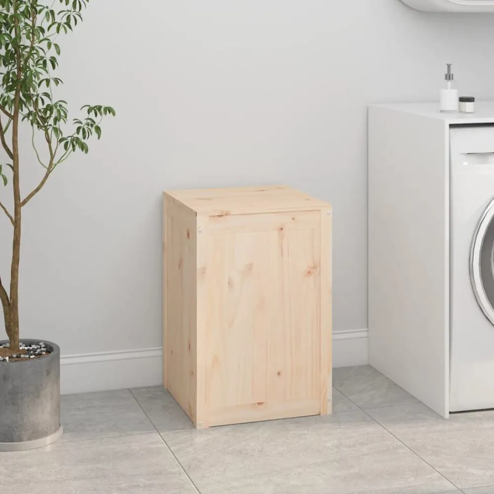 vidaXL Boîte à linge 44x44x66 cm Bois massif de pin
