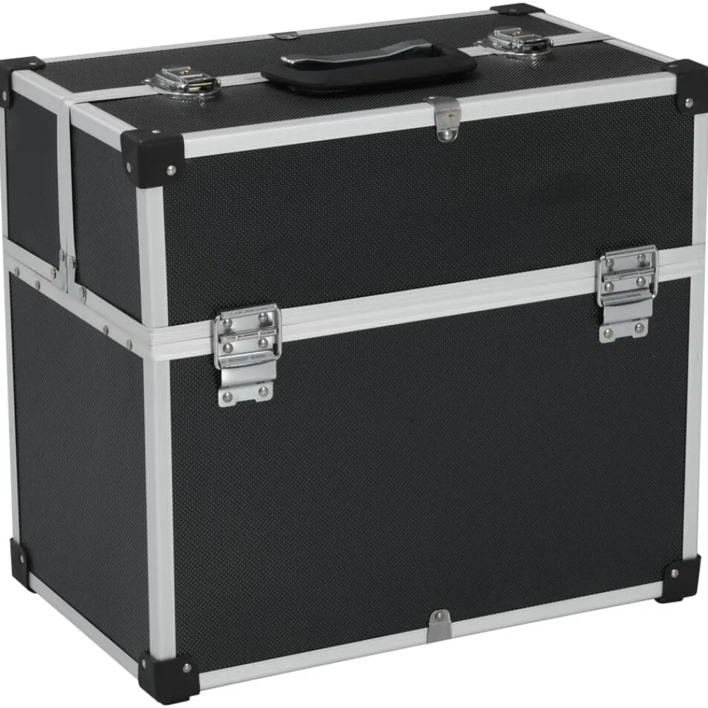 vidaXL Boîte à outils 38x22,5x34 cm Noir Aluminium