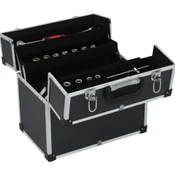 vidaXL Boîte à outils 38x22,5x34 cm Noir Aluminium