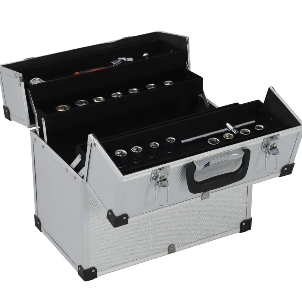 vidaXL Boîte à outils 38x22,5x34 cm Argenté Aluminium
