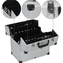 vidaXL Boîte à outils 38x22,5x34 cm Argenté Aluminium