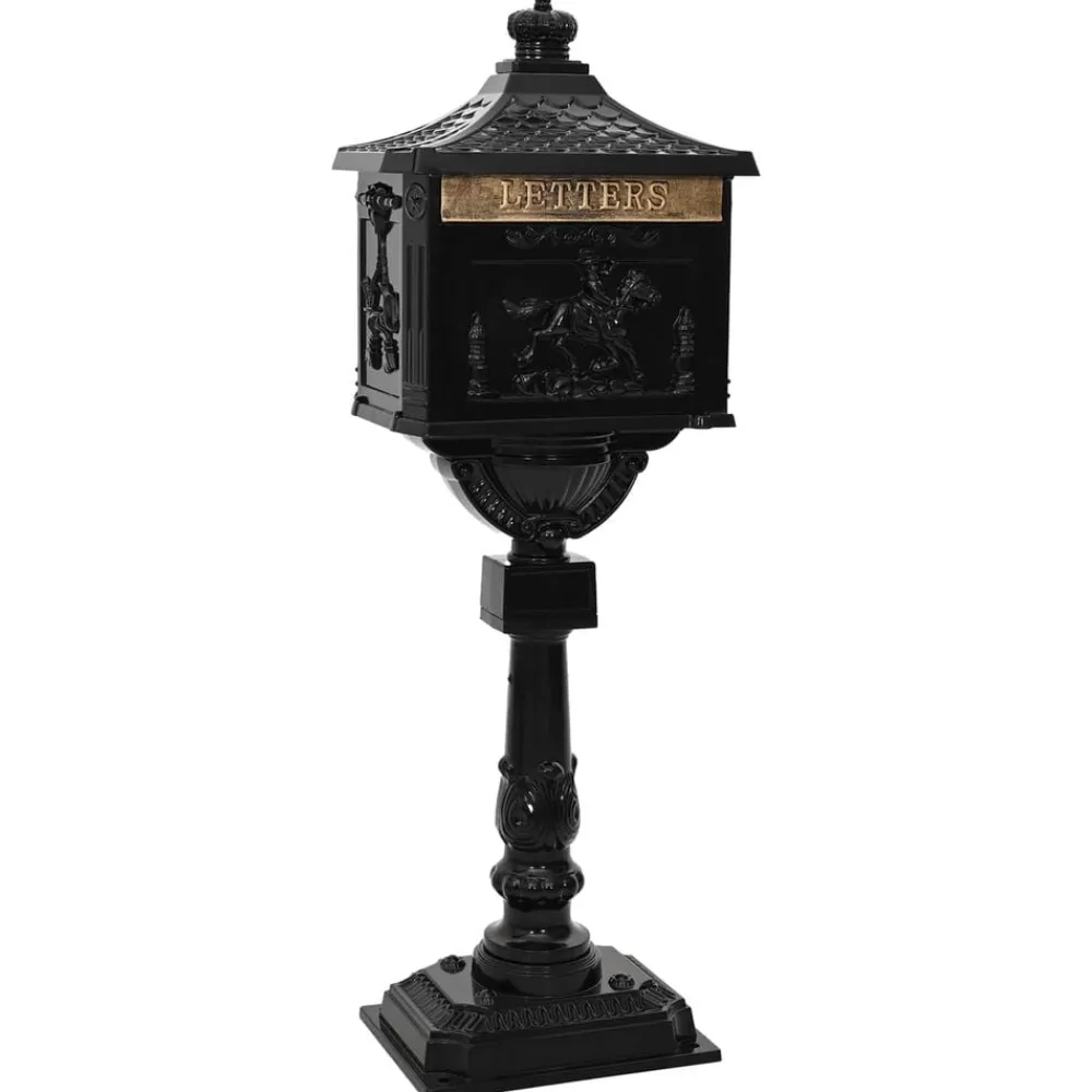 Décorations-vidaXL Boîte aux Lettres Debout avec porte 42,5 x 29,5 x 117 cm Noir