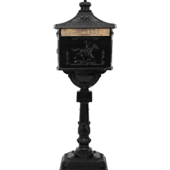 Décorations-vidaXL Boîte aux Lettres Debout avec porte 42,5 x 29,5 x 117 cm Noir