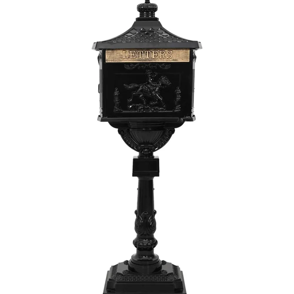 Décorations-vidaXL Boîte aux Lettres Debout avec porte 42,5 x 29,5 x 117 cm Noir