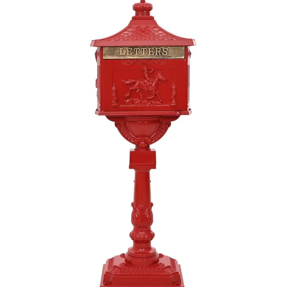 Décorations-vidaXL Boîte aux Lettres Debout avec porte 42,5 x 29,5 x 117 cm Rouge