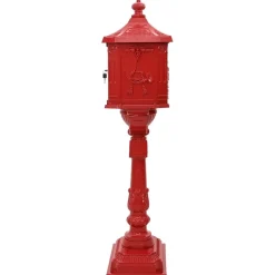 Décorations-vidaXL Boîte aux Lettres Debout avec porte 42,5 x 29,5 x 117 cm Rouge