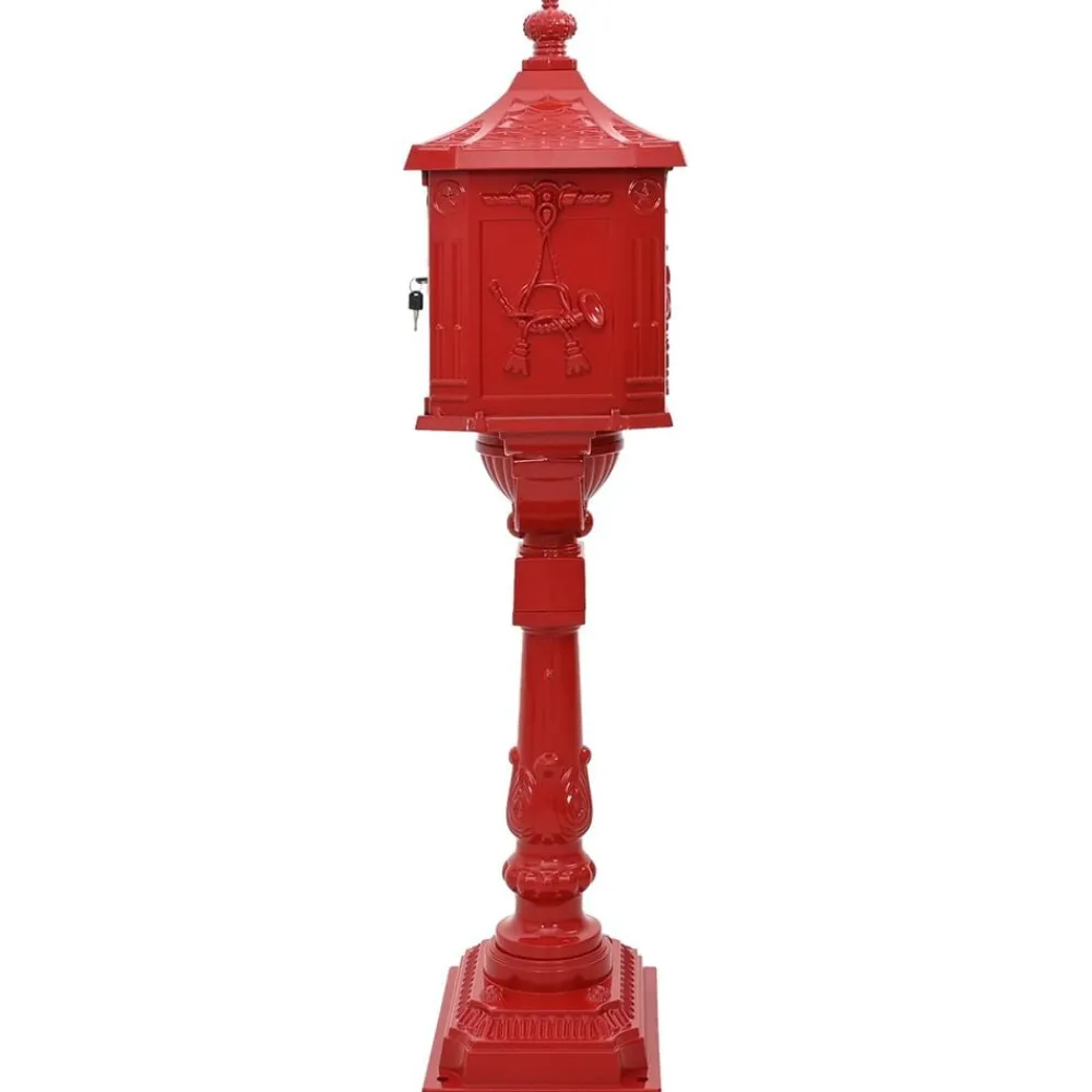 Décorations-vidaXL Boîte aux Lettres Debout avec porte 42,5 x 29,5 x 117 cm Rouge
