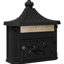 Décorations-vidaXL Boîte aux lettres murale 40,5 x 16 x 45 cm Aluminium coulé Noir