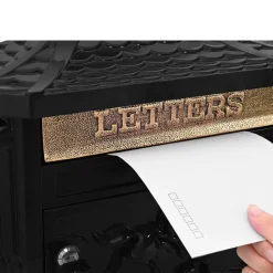 Décorations-vidaXL Boîte aux lettres murale 40,5 x 16 x 45 cm Aluminium coulé Noir