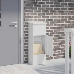 Décorations-vidaXL Boîte de dépôt de colis 44,5 x 29 x 110,5 cm Acier Blanc