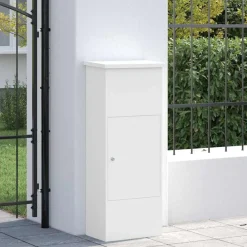 Décorations-vidaXL Boîte de dépôt de colis 44,5 x 29 x 110,5 cm Acier Blanc