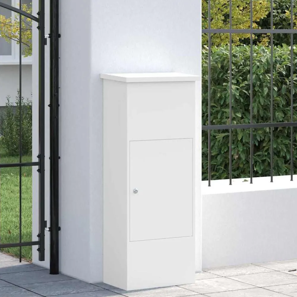 Décorations-vidaXL Boîte de dépôt de colis 44,5 x 29 x 110,5 cm Acier Blanc