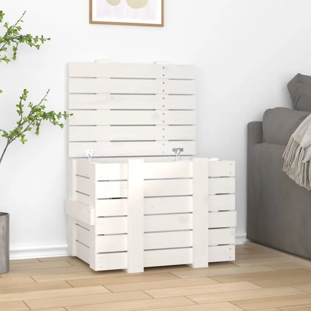 Produits Ménagers-vidaXL Boîte de rangement 58x40,5x42 cm Bois massif de pin Blanc