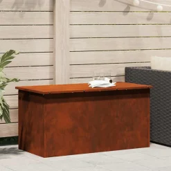 Produits Ménagers-vidaXL Boîte de Rangement Extérieure Rouillé 100 x 50,5 x 50 cm Acier Acier résistant aux intempéries