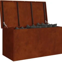 Produits Ménagers-vidaXL Boîte de Rangement Extérieure Rouillé 100 x 50,5 x 50 cm Acier Acier résistant aux intempéries