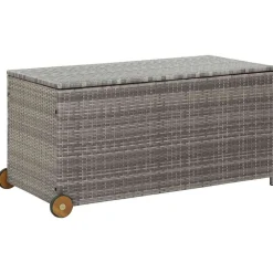 Mobilier De Jardin-vidaXL Boîte de rangement de jardin clair 120x65x61 cm rotin Gris