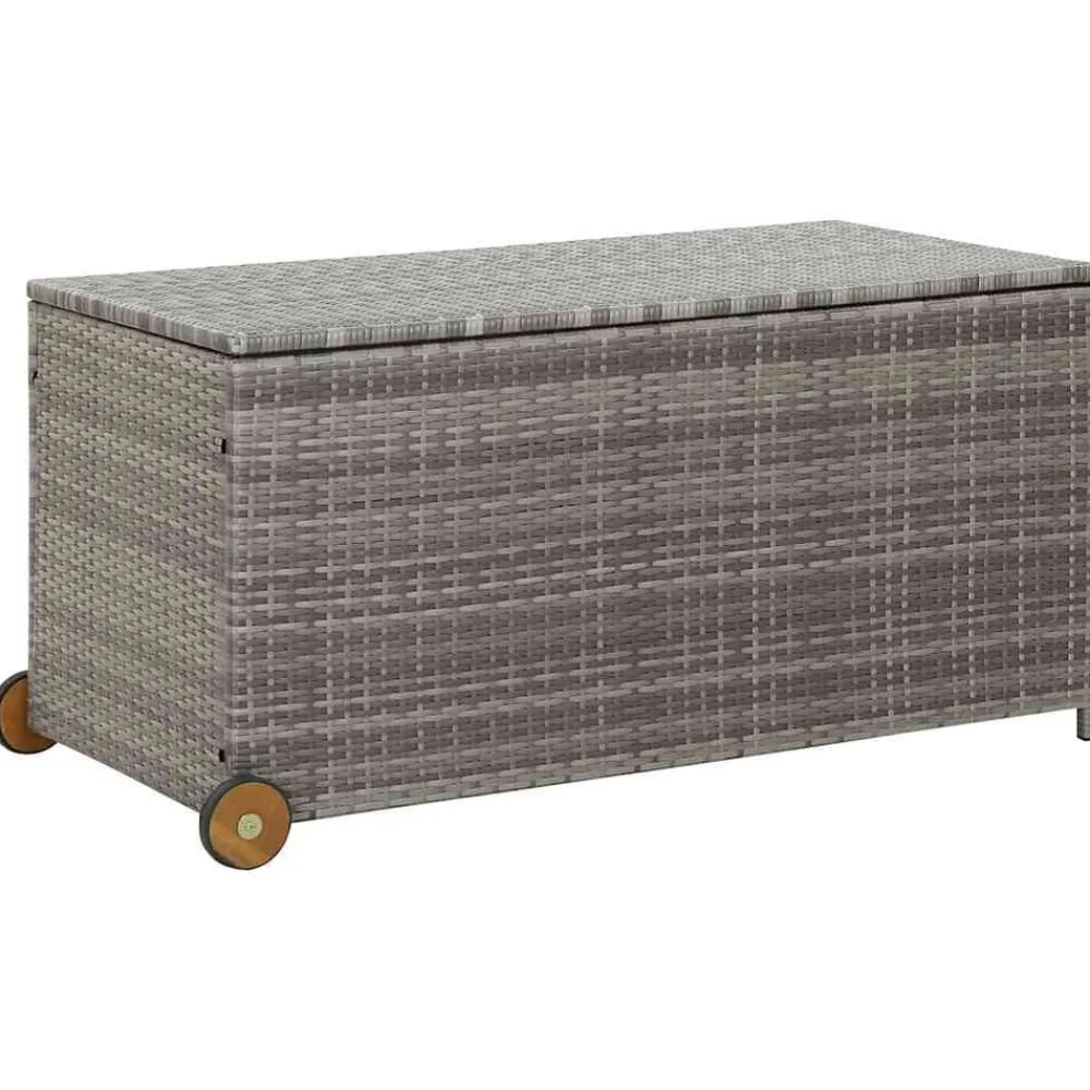 Mobilier De Jardin-vidaXL Boîte de rangement de jardin clair 120x65x61 cm rotin Gris