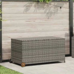Mobilier De Jardin-vidaXL Boîte de rangement de jardin clair 120x65x61 cm rotin Gris