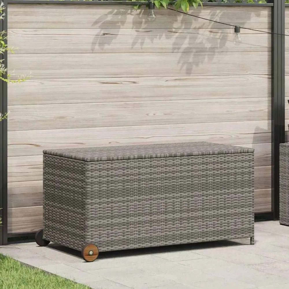 Mobilier De Jardin-vidaXL Boîte de rangement de jardin clair 120x65x61 cm rotin Gris