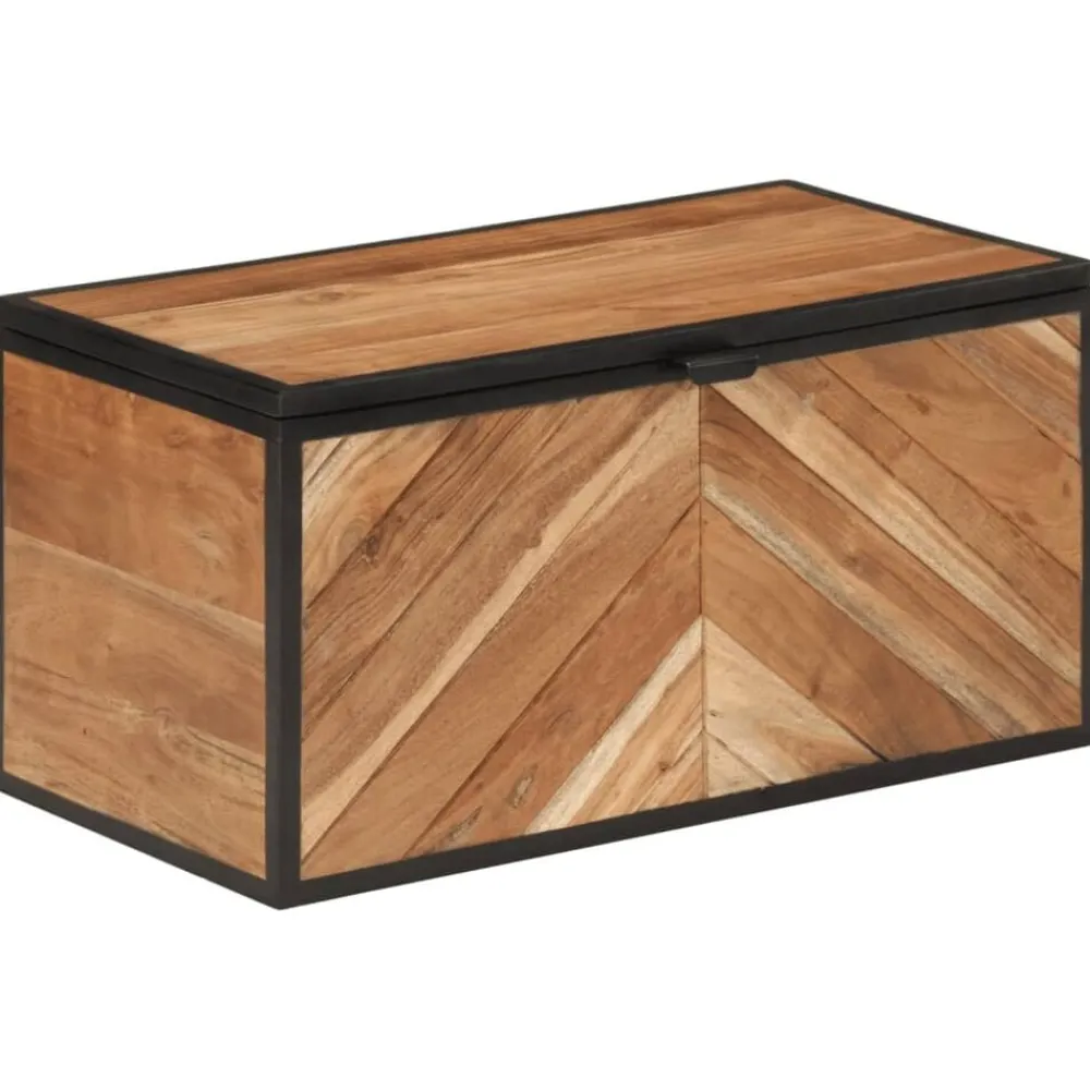 Produits Ménagers-vidaXL Boîte de rangement 60x30x30 cm bois massif d'acacia et fer