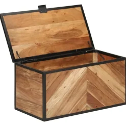 Produits Ménagers-vidaXL Boîte de rangement 60x30x30 cm bois massif d'acacia et fer
