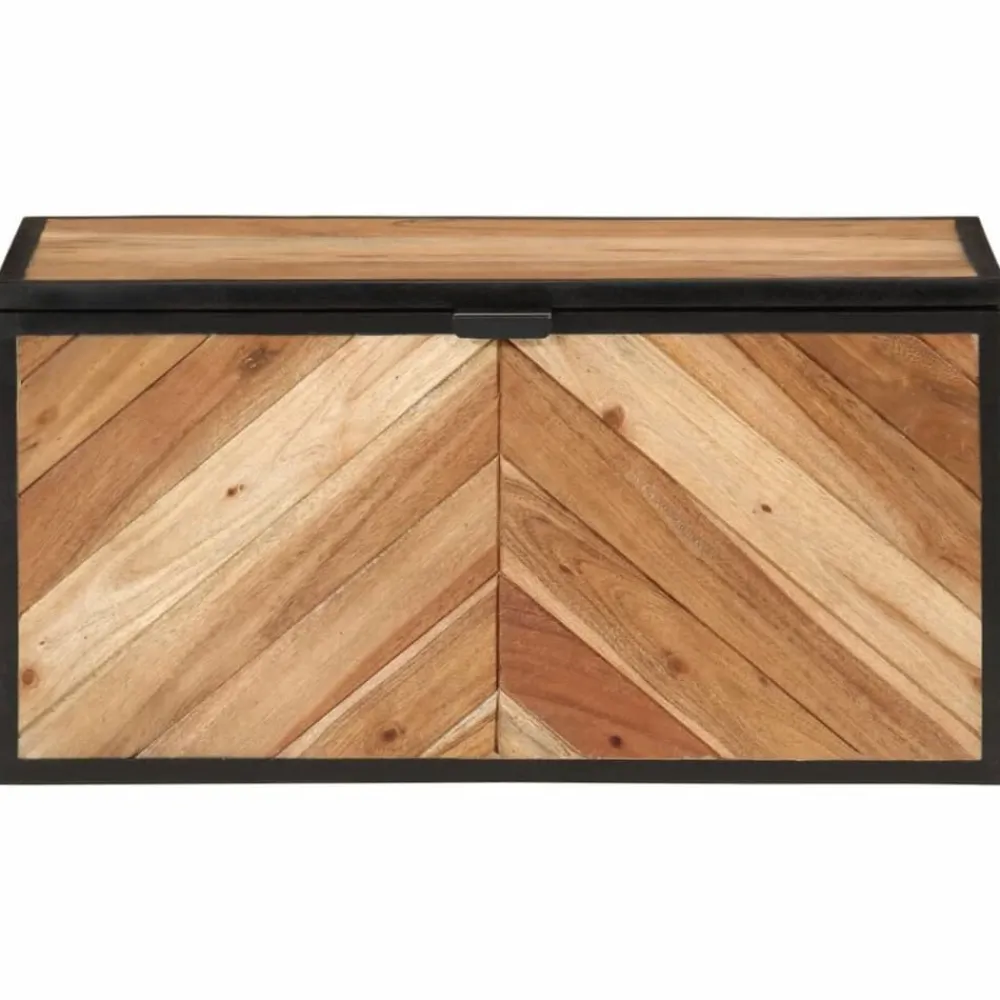 Produits Ménagers-vidaXL Boîte de rangement 60x30x30 cm bois massif d'acacia et fer