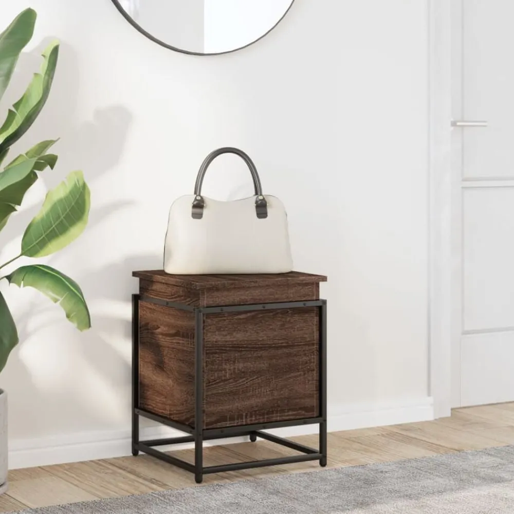 Produits Ménagers-vidaXL Boîte de rangement avec couvercle chêne marron bois ingénierie Chêne marron