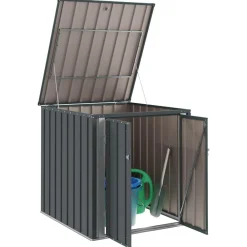vidaXL Boîte de Rangement de Jardin Noir 101,5 x 107 x 100 cm Acier