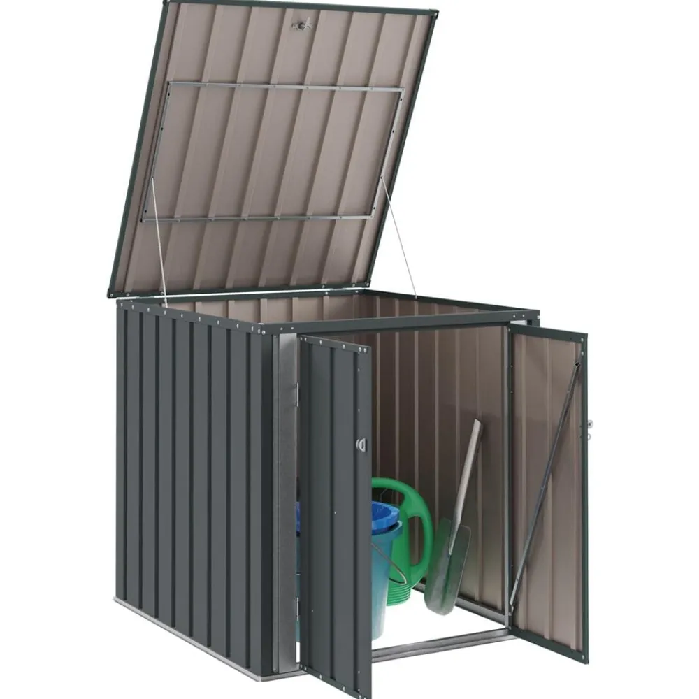 vidaXL Boîte de Rangement de Jardin Noir 101,5 x 107 x 100 cm Acier