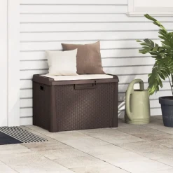 Mobilier De Jardin-vidaXL Boîte de rangement jardin coussin de siège 125 L PP Marron