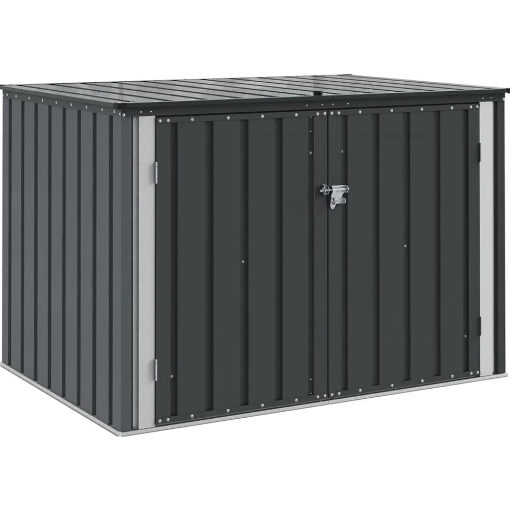 Pelouses & Jardins-vidaXL Boîte de Rangement de Jardin Noir 151,5 x 107 x 100 cm Acier