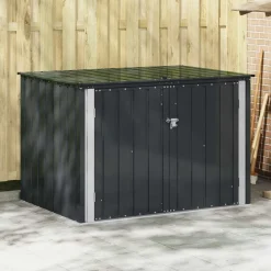 Pelouses & Jardins-vidaXL Boîte de Rangement de Jardin Noir 151,5 x 107 x 100 cm Acier