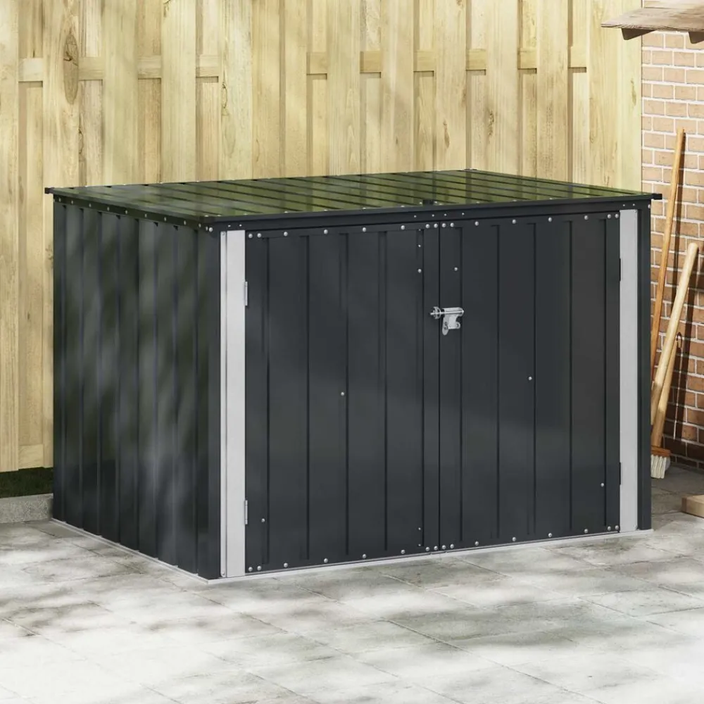 Pelouses & Jardins-vidaXL Boîte de Rangement de Jardin Noir 151,5 x 107 x 100 cm Acier