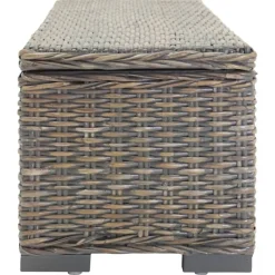 Bancs-vidaXL Boîte de rangement 110 cm Rotin kubu naturel et acajou Gris