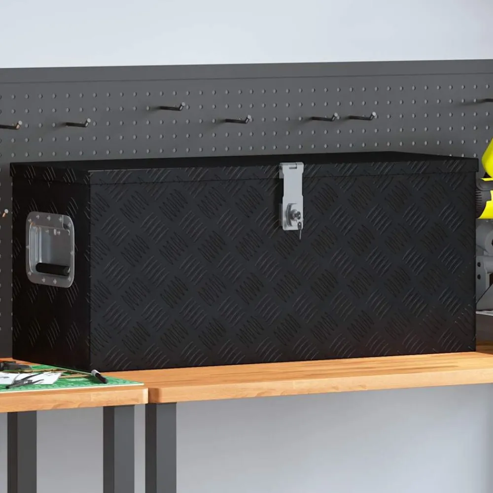 Accessoires De Quincaillerie-vidaXL Boîte en aluminium 80x30x35 cm Noir