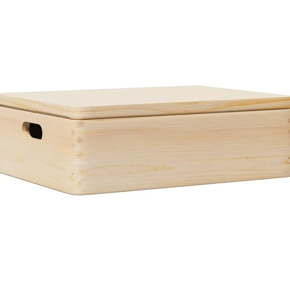 Produits Ménagers-vidaXL Boîte en bois avec couvercle et poignées bois de pin massif Naturel