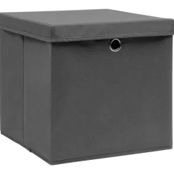 Produits Ménagers-vidaXL Boîtes de rangement avec couvercles 4 pcs 28x28x28 cm Gris grey with lids