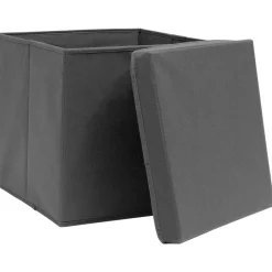 Produits Ménagers-vidaXL Boîtes de rangement avec couvercles 4 pcs 28x28x28 cm Gris grey with lids