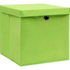 Produits Ménagers-vidaXL Boîtes de rangement avec couvercles 4 pcs 28x28x28 cm Vert Vert avec couvercles