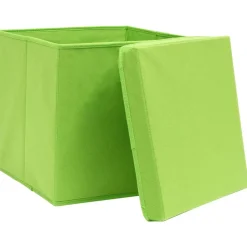Produits Ménagers-vidaXL Boîtes de rangement avec couvercles 4 pcs 28x28x28 cm Vert Vert avec couvercles