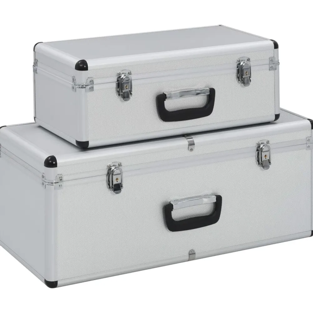 Accessoires De Quincaillerie-vidaXL Boîtes de rangement 2 pcs é Aluminium Argent