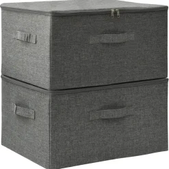 Produits Ménagers-vidaXL Boîtes de rangement 2 pcs Tissu 43x34x23 cm Anthracite