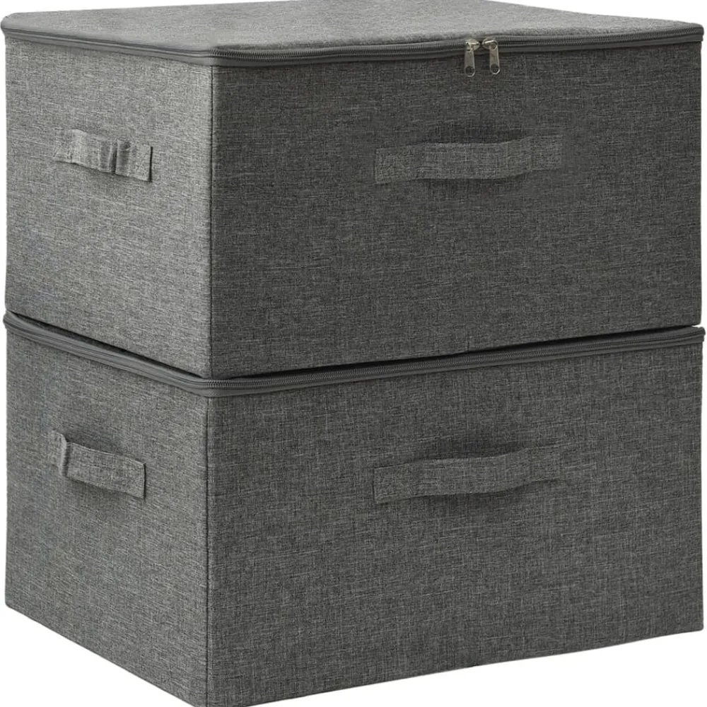 Produits Ménagers-vidaXL Boîtes de rangement 2 pcs Tissu 43x34x23 cm Anthracite